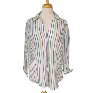 ❤️Vintage no-iron colorful striped button down Taylor Investments size 14